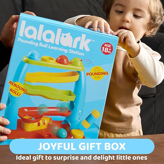 lalalark Ball Drop Toy for Toddlers, Track Stacking Learning Pound a Ball with Hammer, Early Developmental Montessori Toy, Birthday Gift for Boys & Girls Age 18M+, Gifts for 2 3 Year Old Baby Kids