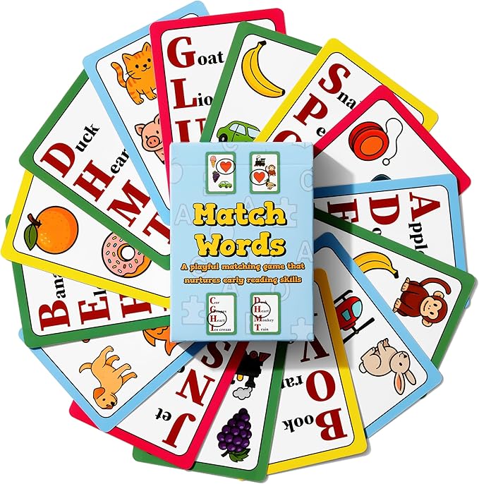 Match Words - Montessori-Inspired Early Reading Game for Ages 3-5 - Sight Words Matching Game - Preschool and Kindergarten Learning Activities - 1+ Players - More Fun Than Phonics Flash Cards