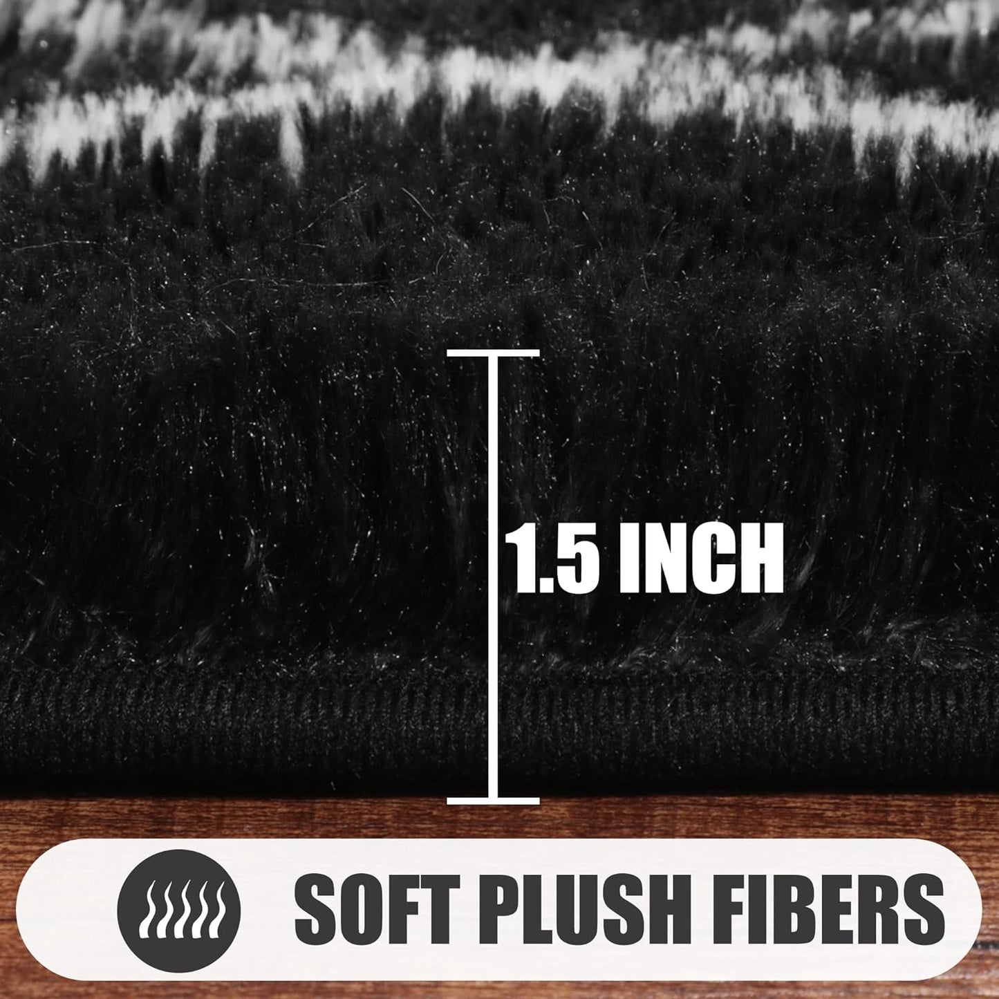 ONASAR Large Area Rugs for Living Room, 7x10 Black and White Rug, Boho Thick Floor Mat for Bedroom Home Decor Aesthetic, Soft Fuzzy Shaggy Plush Fluffy Geometric Carpet for Teen Dorm Classroom