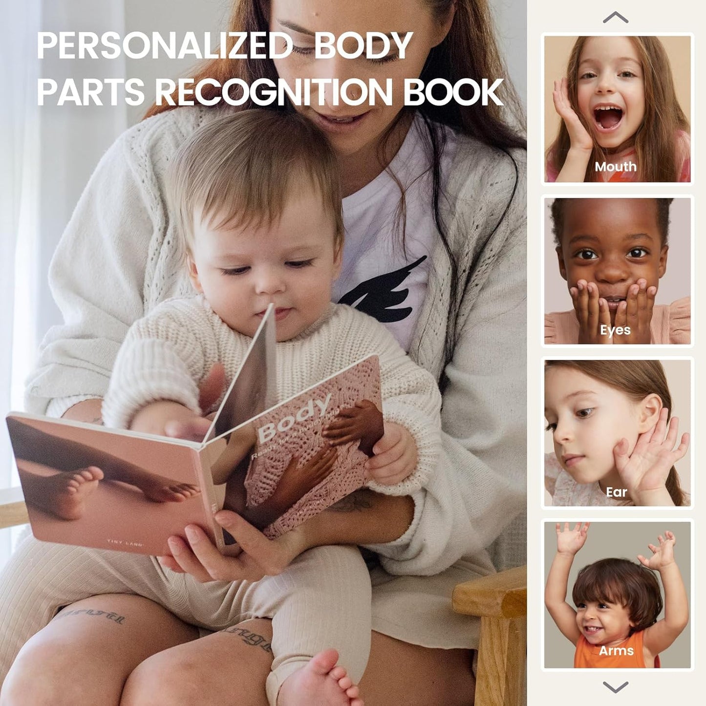 Tiny Land Montessori Toy Set for Babies 7-9 Months Senser Play Kit - 5-in-1 Wooden Learning Toys with Object Permanence Box, Sensory Ball, Stacking Cups and Mirror Puzzle,Body Board Book