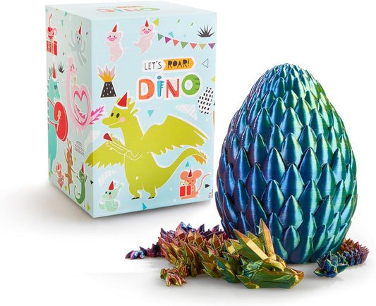 15 inches Dragon with egg,Red-Yellow-Blue Dragon toy,Articulated Crystal Dragon,Fidget toy cool