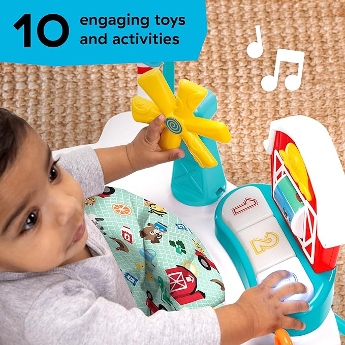 Baby Einstein Farm Explorers Jump & Learn Barnyard 2-in-1 Baby Jumper Activity Center with Interactive Toys, Music, Lights, & Sounds, Ages 6-12 Months