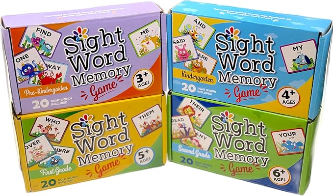 Sight Word Memory Game / Matching Game. Reading and Language Building for Grades Pre-Kindergarten Through Second Grade. Early Children's Educational Learn to Read (Kindergarten)