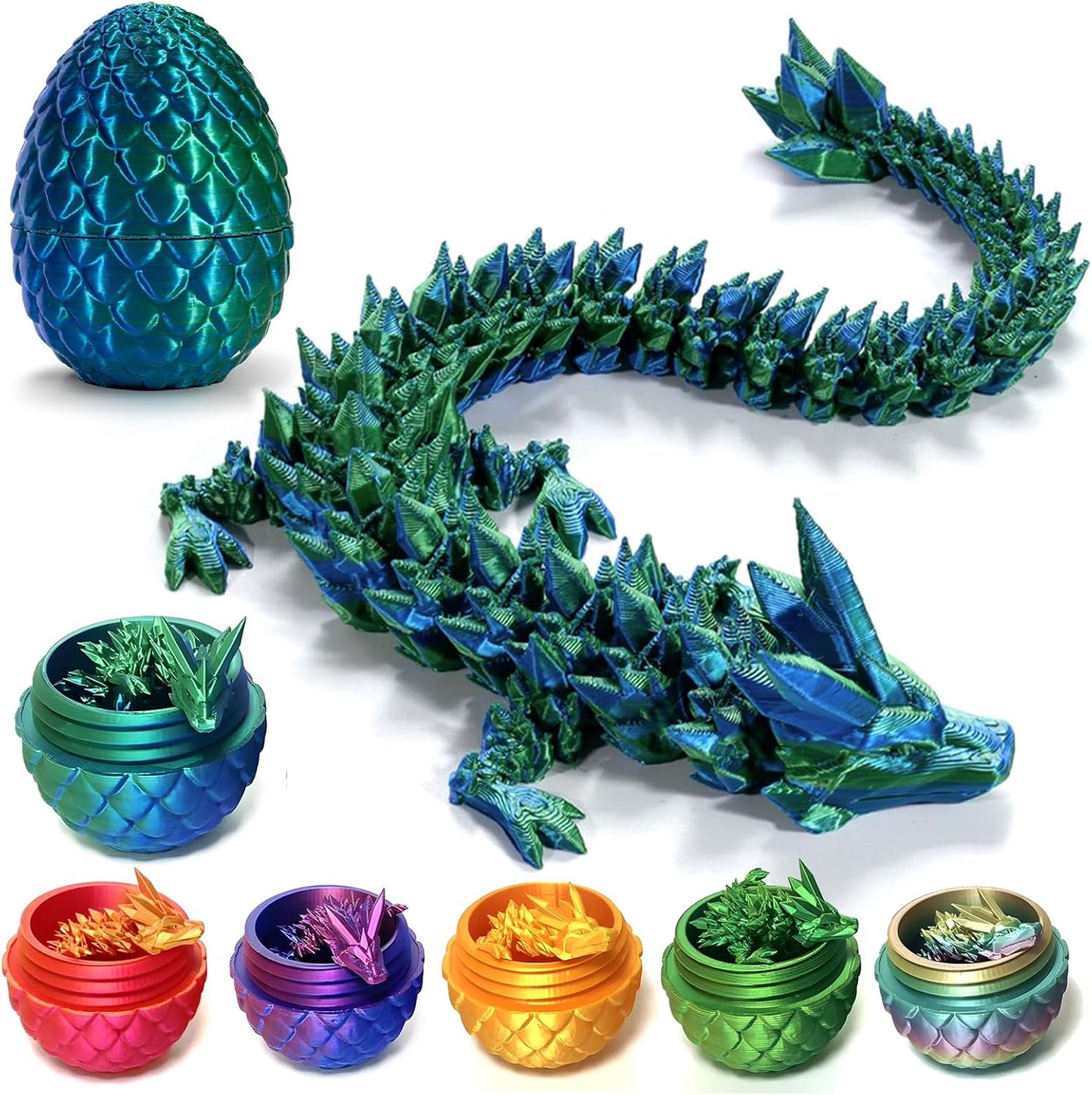 3D Printed Dragon Egg,Mystery Crystal Dragon Fidget Toys,Articulated Dragon,Home Desk Decor Easter Surprise Dinosaur Eggs,Adults Fidget Toys for Autism/ADHD