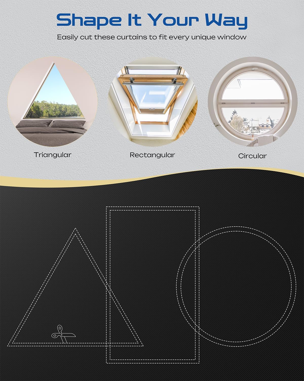 24" W x 60" L 100% Portable Blackout Curtains, Total Darkness No-Drill Black Out Window Cover,Temporary Blackout Shades with Hook & Loop Tape, for Bedroom, Nursery, Dorm, Travel (Black)