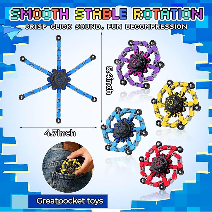 12PCS Transformable Fidget Spinners for Kids Adults,Deformable Chain DIY Robot Spinner Sensory for Boys Girls, for Grandkids Christmas Party Favors Stocking Stuffers for Kids