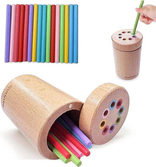 QUENTRO Montessori Toys for 3 Year Old, Wooden Learning Color Sorting Toys for Toddlers, Educational Fine Motor Developmental Sensory Matching Games, 36 Months Up Old Baby Boys Girls Xmas Gifts