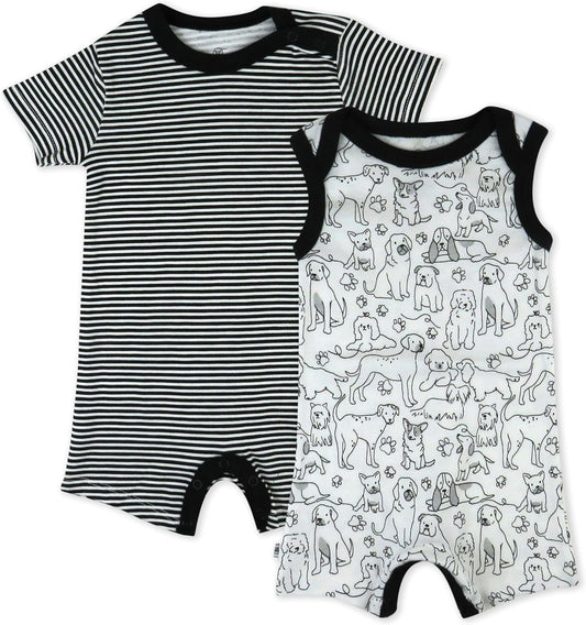 HonestBaby Short Sleeve and Tank Romper 100% Organic Cotton for Infant Baby and Toddler Boys