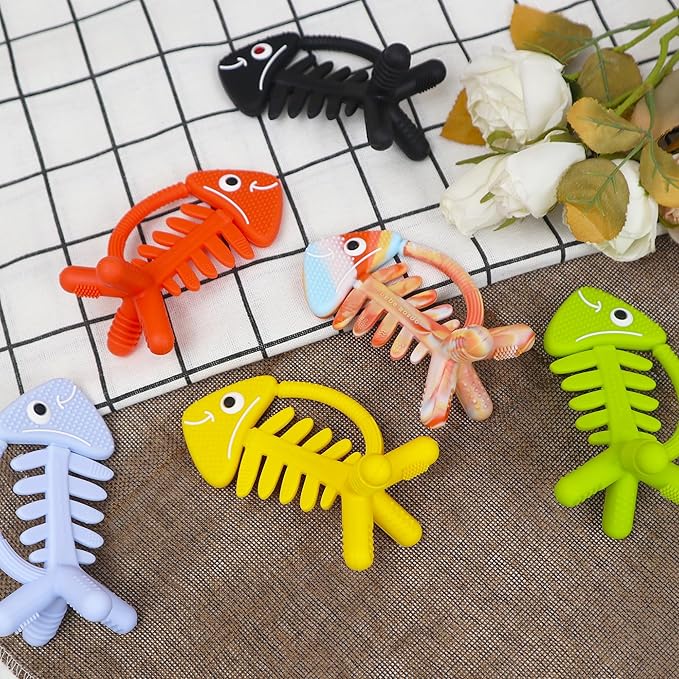 3 in 1 Infant Toys, Baby Teething Toys 3–6 6–12 Months, Teethers for Babies 0–3–6–12 Months for Teething Relief, Baby Gift, Baby Teether Toys, Silicone Sensory Toys, USA Patent Pending, Fish (Black)