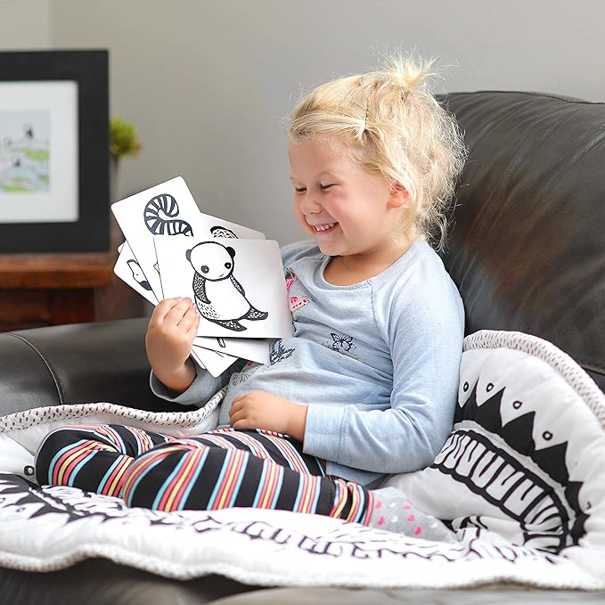 Wee Gallery Art Cards for Baby, Durable High Contrast Black and White Animal Flashcards for Newborns, Brain Development, Sensory Toys, Tummy Time Essentials for Infant and Toddler - Pets