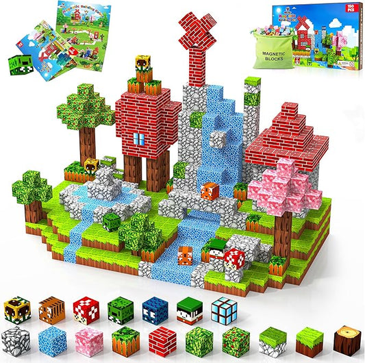 150PCS Magnetic Blocks-Magnetic Building Blocks Magnet Toys Set Stacking Forest World with Magnet Construction Toys STEM Sensory Gift for Kids Toddlers Boys & Girls Birthday Gifts Ages 3+