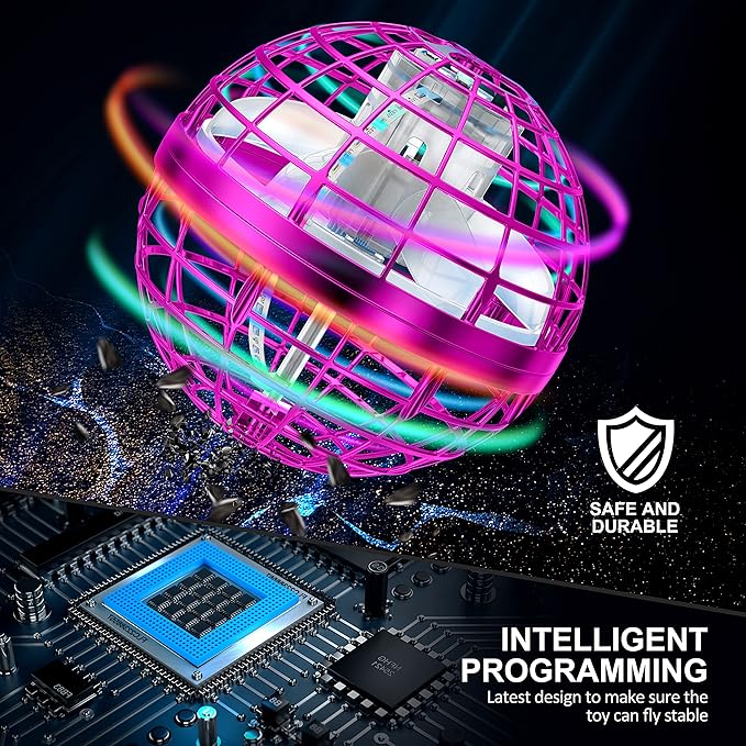 2025 Flying Orb Ball Toy,Cosmic Globe Boomerang Hover Ball Galactic Fidget Spinner, Hand Drone Orbit, Cool Toys Gift for 6 7 8 9 10+ Year Old Boys Girls Teens Outdoor Toys(Pink)