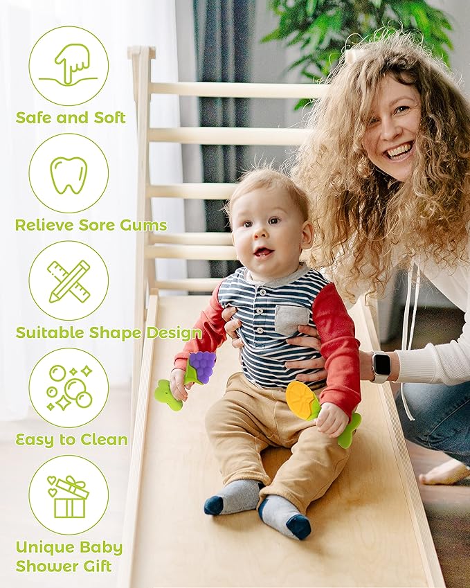 Teething Toys for Babies, 10 Pack Silicone Baby Teethers, Frozen Baby Teething Toys, Fruit Shape, BPA-Free, Natural Organic Soft & Textured