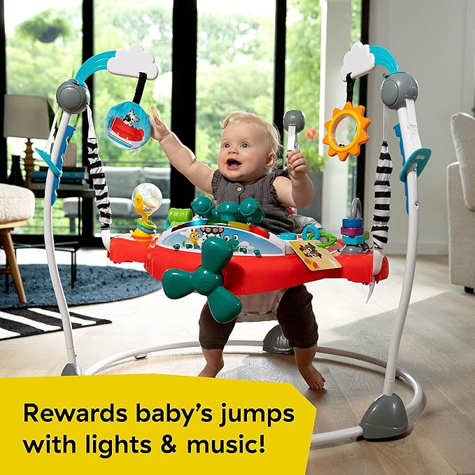 Baby Einstein Ocean Explorers Airplane Adventure 2-in-1 Interactive Baby Jumper Activity Center with Lights Ages 6 Months +, Max Weight 25 lbs., Unisex