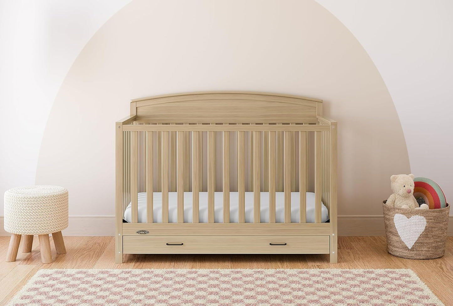 Graco Benton 5-In-1 Convertible Crib With Drawer (Driftwood) - Converts From Baby Crib To Toddler Bed, Daybed And Full-Size Bed, Fits Standard Full-Size Crib Mattress, Adjustable Mattress Support Base