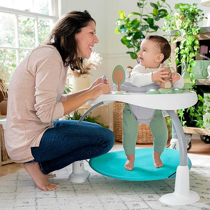 Ingenuity Spring & Sprout 2-in-1 Baby Activity Center Jumper and Table with Infant Toys - Ages 6 Months +, First Forest