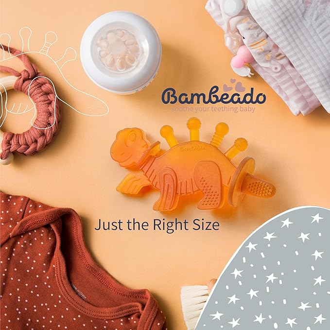 Bambeado Baby Teether Toy: Dibly - The Dino Baby Teething Toys BPA-Free Teethers Inspired by Nature with Natural Rubber Pacifier