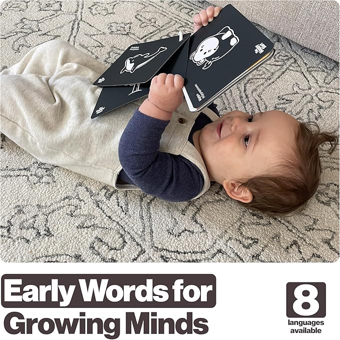 Happy Start High Contrast Baby Cards for Newborns - Black & White Cards, Water-Resistant, BPA-Free, Portable Educational Flashcards for Visual Stimulation, Award-Winning, Ages 0+(English & French)