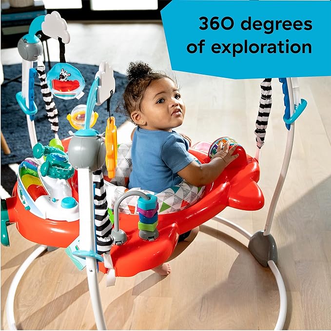 Baby Einstein Ocean Explorers Airplane Adventure 2-in-1 Interactive Baby Jumper Activity Center with Lights Ages 6 Months +, Max Weight 25 lbs., Unisex