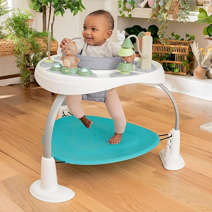 Ingenuity Spring & Sprout 2-in-1 Baby Activity Center Jumper and Table with Infant Toys - Ages 6 Months +, First Forest
